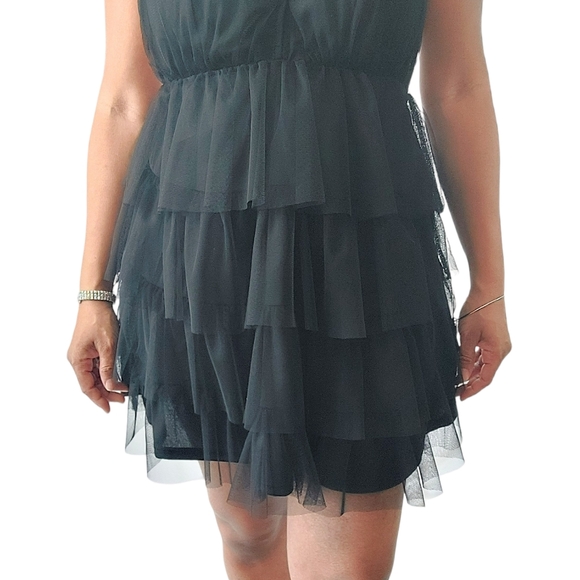 Lucy In The Sky Black Sukie Mesh Ruffled Mini Dress - Picture 6 of 13